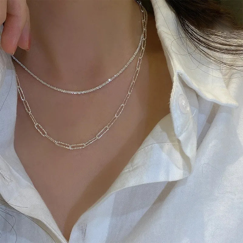 Sparkling Clavicle Chain Necklace