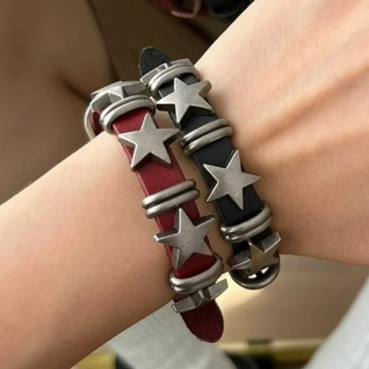 Vintage Gothic Star Punk Leather Bracelet